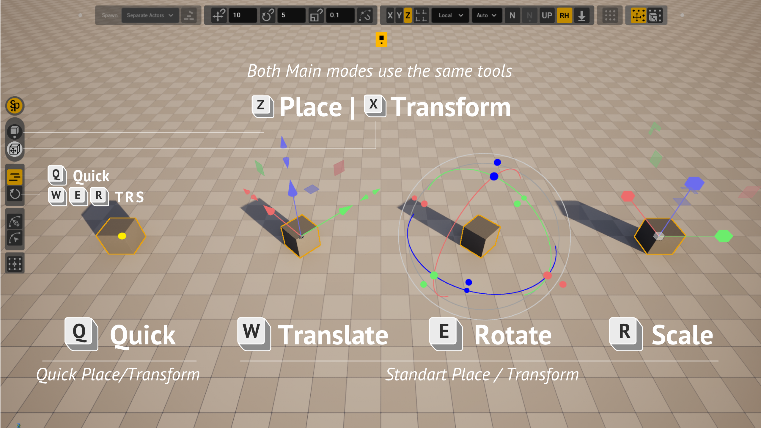 SuperPlacer main modes and tools