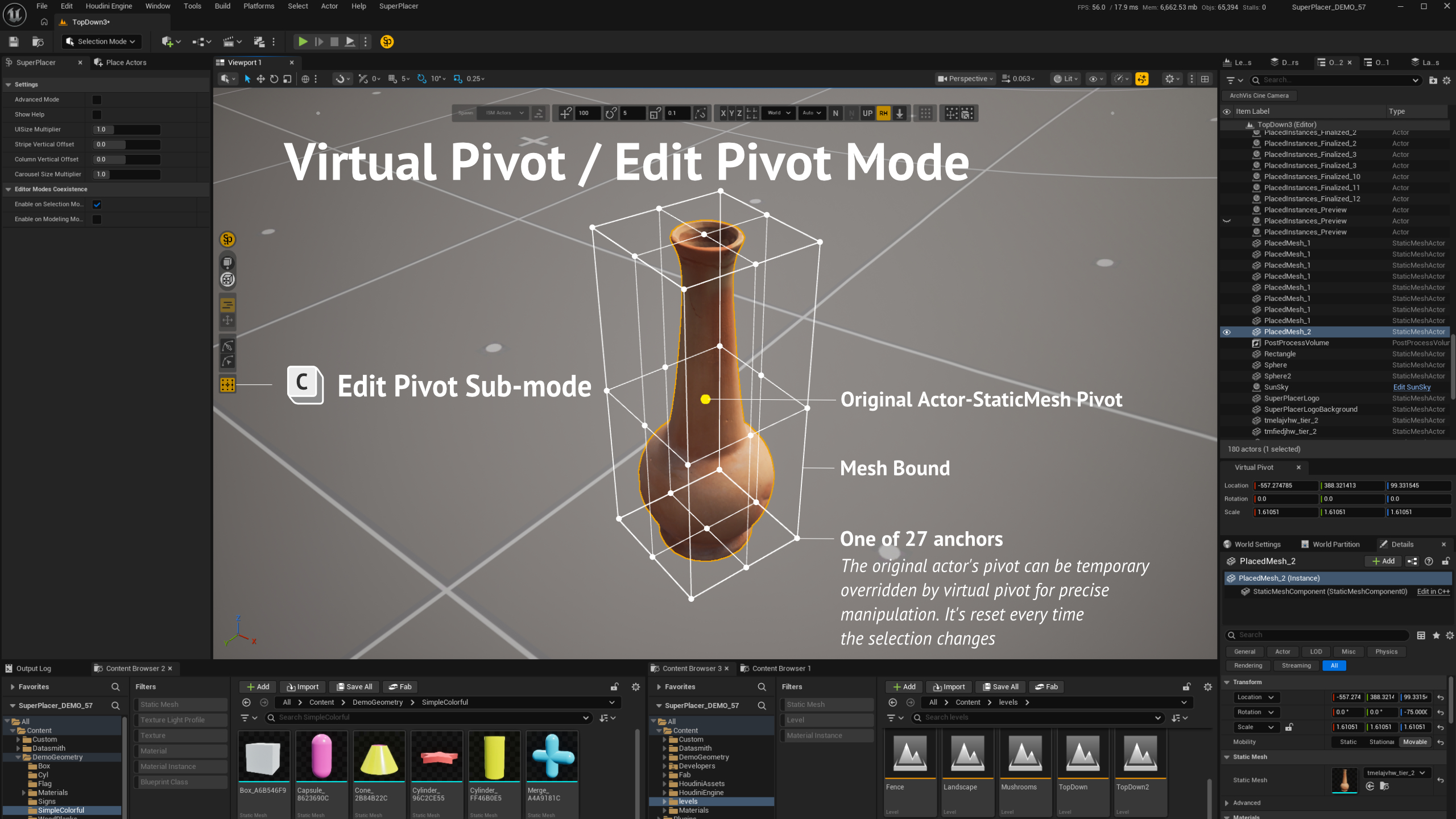 SuperPlacer Virtual Pivot